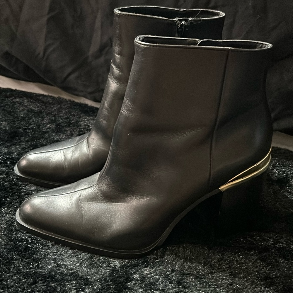 Zara Ankle Boots Black Leather Pointy Toe
